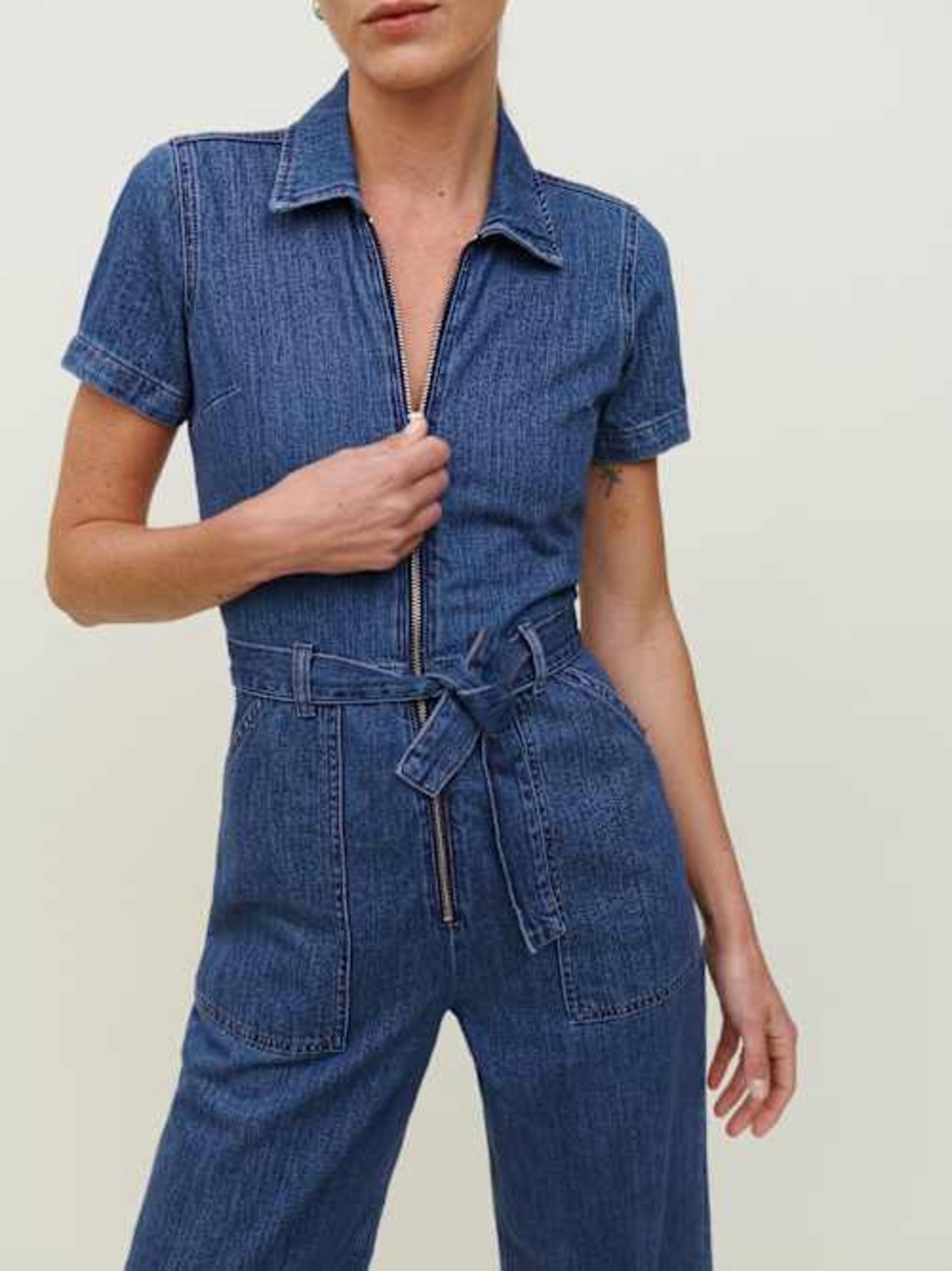 Reformation Cassidy Jumpsuit in Blue Denim US Women’s size 2 - Like New